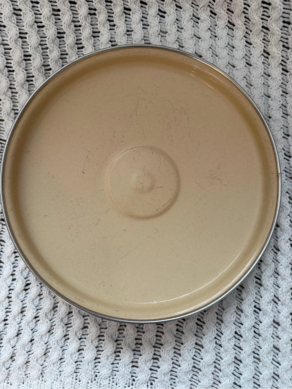 Sears Vintage 1970s Merry Mushroom Harvest Gold Enamel Coated Set Of 2 Pans Used